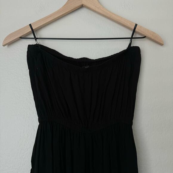 Forever 21 Womens Black Strapless Jumpsuit Stretch Romper Pockets Size Small - Picture 7 of 10